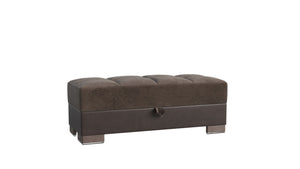 Homeroots 21" Brown Microfiber And Faux Leather Tufted Storage Ottoman   521262