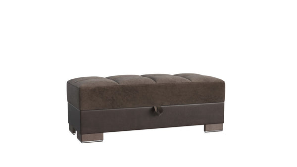 Homeroots 21" Brown Microfiber And Faux Leather Tufted Storage Ottoman   521262
