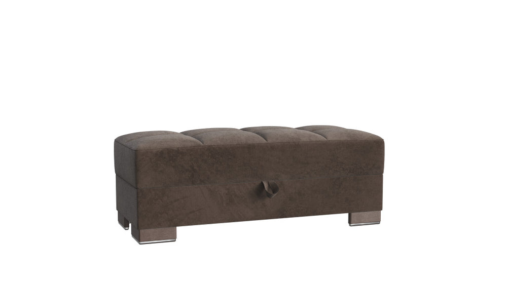 Homeroots 21" Brown Microfiber Tufted Storage Ottoman   521263
