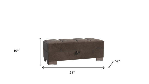 Homeroots 21" Brown Microfiber Tufted Storage Ottoman   521263