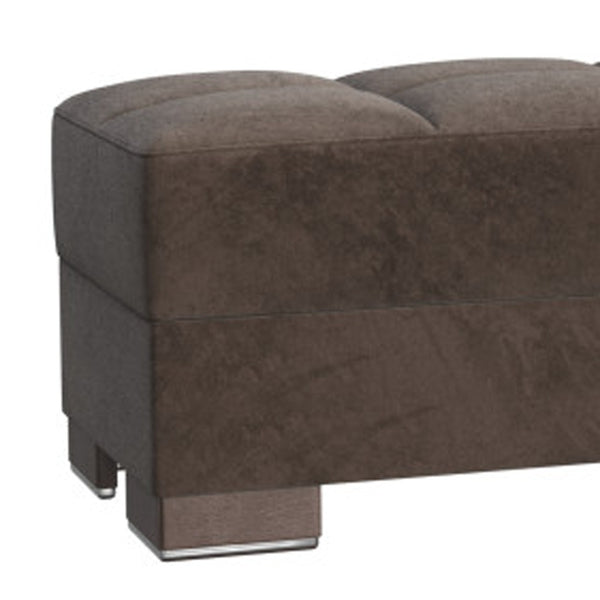 Homeroots 21" Brown Microfiber Tufted Storage Ottoman   521263