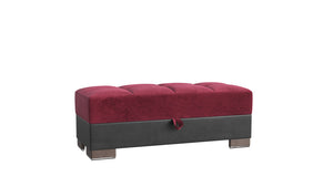 Homeroots 21" Burgundy Microfiber And Brown Tufted Storage Ottoman   521265