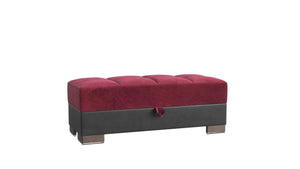 Homeroots 21" Burgundy Microfiber And Brown Tufted Storage Ottoman   521265