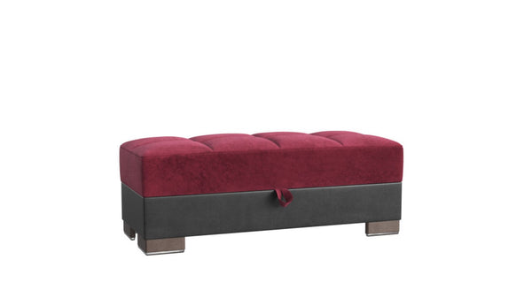 Homeroots 21" Burgundy Microfiber And Brown Tufted Storage Ottoman   521265