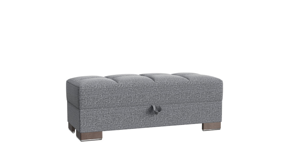 Homeroots 21" Gray Polyester Blend And Brown Tufted Storage Ottoman   521266