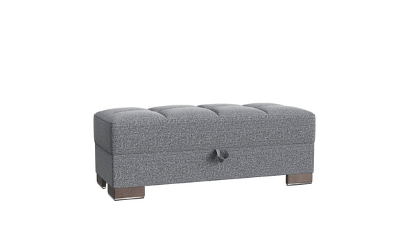 Homeroots 21" Gray Polyester Blend And Brown Tufted Storage Ottoman   521266