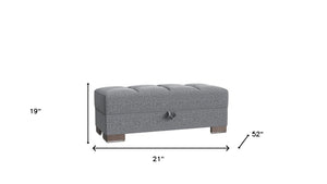 Homeroots 21" Gray Polyester Blend And Brown Tufted Storage Ottoman   521266