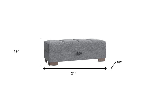 Homeroots 21" Gray Polyester Blend And Brown Tufted Storage Ottoman   521266