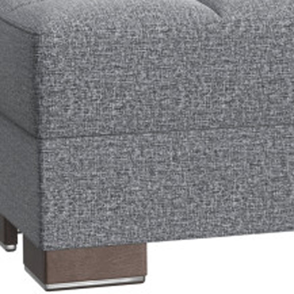 Homeroots 21" Gray Polyester Blend And Brown Tufted Storage Ottoman   521266