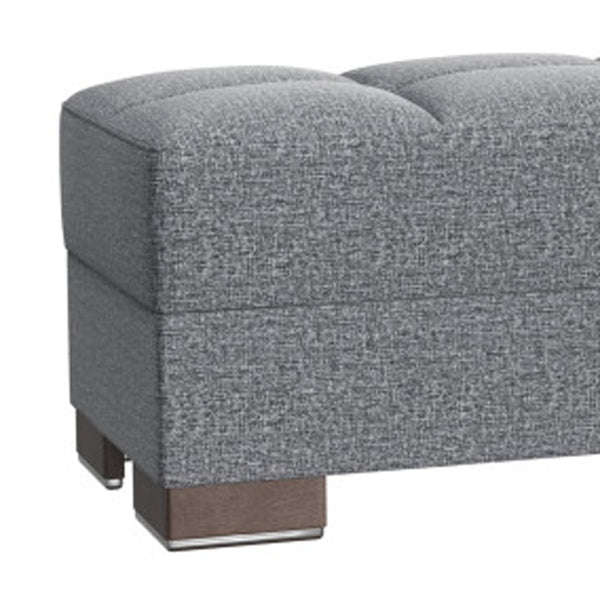 Homeroots 21" Gray Polyester Blend And Brown Tufted Storage Ottoman   521266