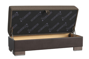 Homeroots 21" Brown Polyester Blend Tufted Storage Ottoman   521267