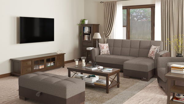 Homeroots 21" Brown Polyester Blend Tufted Storage Ottoman   521267