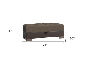 Homeroots 21" Brown Polyester Blend Tufted Storage Ottoman   521267