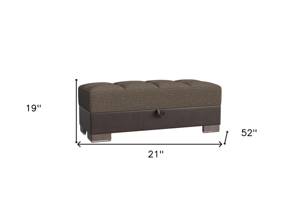 Homeroots 21" Brown Polyester Blend Tufted Storage Ottoman   521267