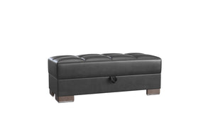 Homeroots 21" Black Faux Leather And Brown Tufted Storage Ottoman   521268