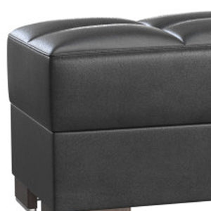 Homeroots 21" Black Faux Leather And Brown Tufted Storage Ottoman   521268