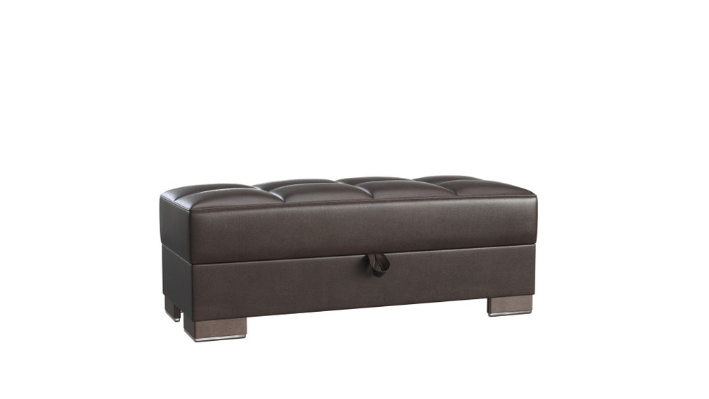Homeroots 21" Brown Faux Leather Tufted Storage Ottoman   521269