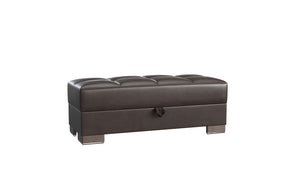 Homeroots 21" Brown Faux Leather Tufted Storage Ottoman   521269