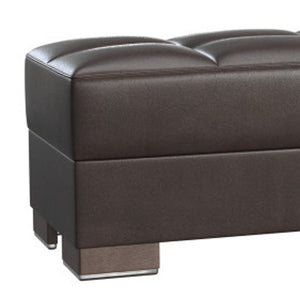 Homeroots 21" Brown Faux Leather Tufted Storage Ottoman   521269