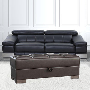 Homeroots 21" Brown Faux Leather Tufted Storage Ottoman   521269