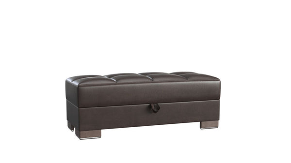 Homeroots 21" Brown Faux Leather Tufted Storage Ottoman   521269