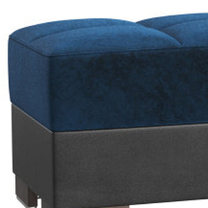 Homeroots 21" Blue Microfiber And Faux Leather Tufted Storage Ottoman   521270