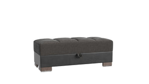 Homeroots 21" Gray Chenille And Brown Tufted Storage Ottoman   521271