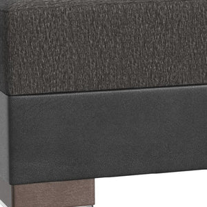 Homeroots 21" Gray Chenille And Brown Tufted Storage Ottoman   521271