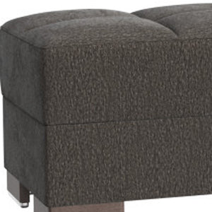 Homeroots 21" Gray Chenille And Brown Tufted Storage Ottoman   521272