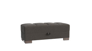 Homeroots 21" Gray Chenille And Brown Tufted Storage Ottoman   521272