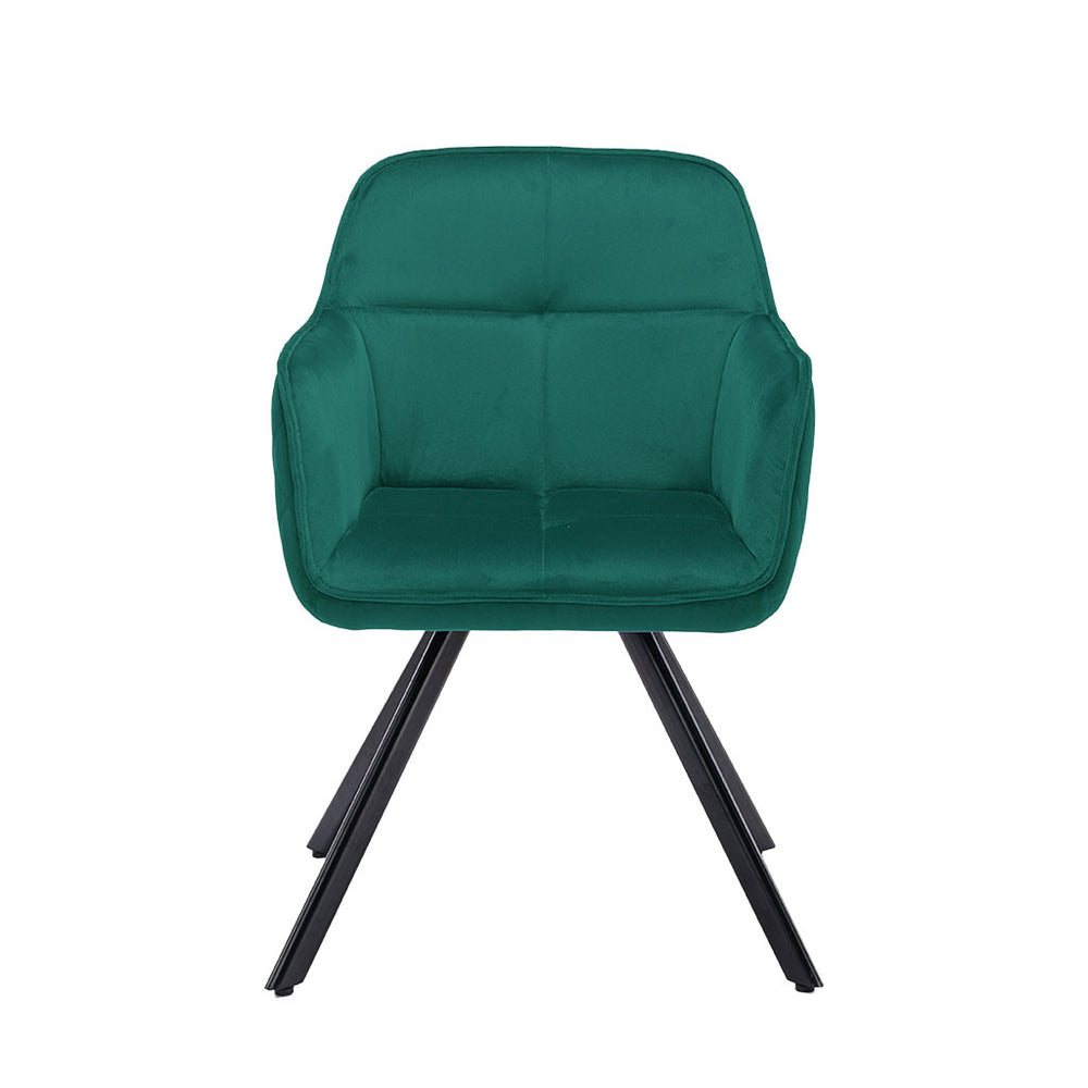 Homeroots Tufted Green And Black Velvet And Metal Dining Arm Chair  Metal 521274