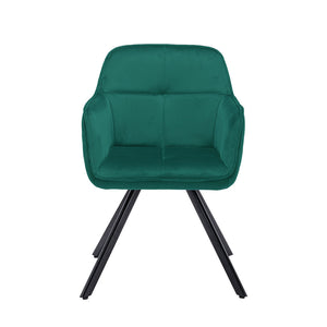 Homeroots Tufted Green And Black Velvet And Metal Dining Arm Chair  Metal 521274