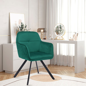 Homeroots Tufted Green And Black Velvet And Metal Dining Arm Chair  Metal 521274