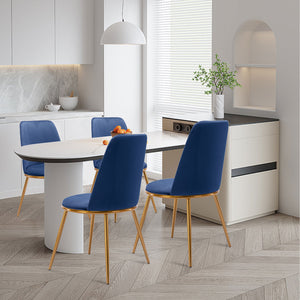 Homeroots Blue And Gold Velvet And Metal Dining Side Chair  Metal 521275