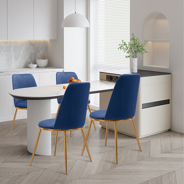 Homeroots Blue And Gold Velvet And Metal Dining Side Chair  Metal 521275