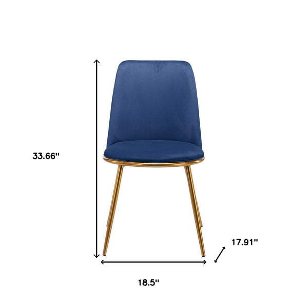 Homeroots Blue And Gold Velvet And Metal Dining Side Chair  Metal 521275