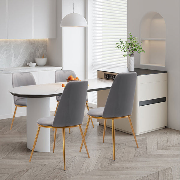 Homeroots Gray And Gold Velvet And Metal Dining Side Chair  Metal 521276