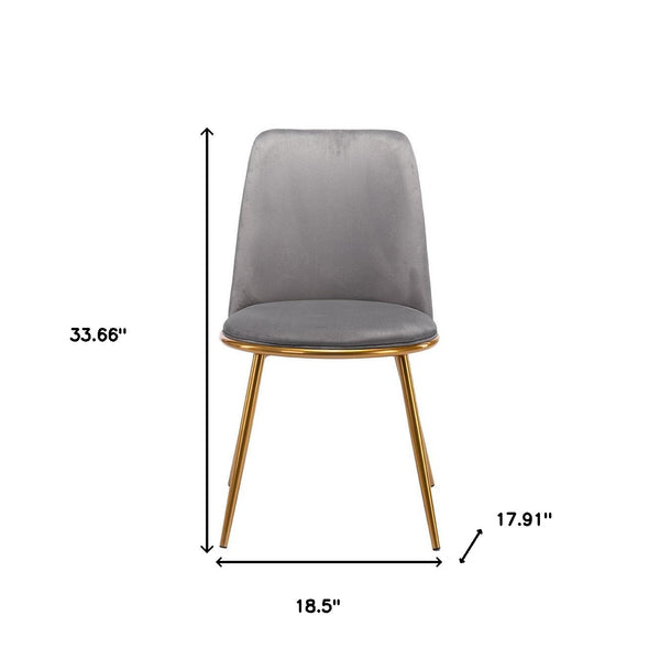 Homeroots Gray And Gold Velvet And Metal Dining Side Chair  Metal 521276