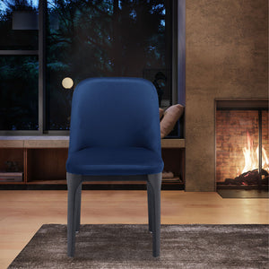 Homeroots Blue And Black Velvet And Metal Dining Side Chair  Metal 521277