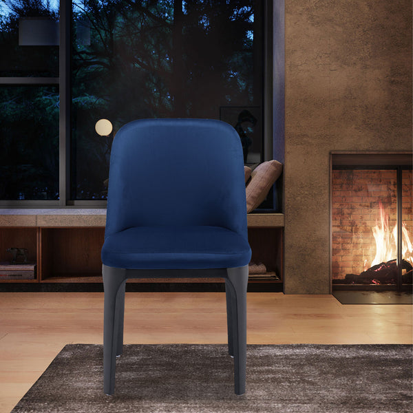 Homeroots Blue And Black Velvet And Metal Dining Side Chair  Metal 521277