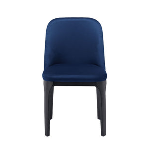 HomeRoots Blue Velvet Dining Side Chair - Elegant Armless Design with Sturdy Iron Frame & Comfortable Support 521277