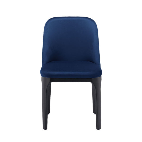 HomeRoots Blue Velvet Dining Side Chair - Elegant Armless Design with Sturdy Iron Frame & Comfortable Support 521277