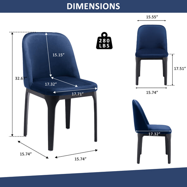 Homeroots Blue And Black Velvet And Metal Dining Side Chair  Metal 521277