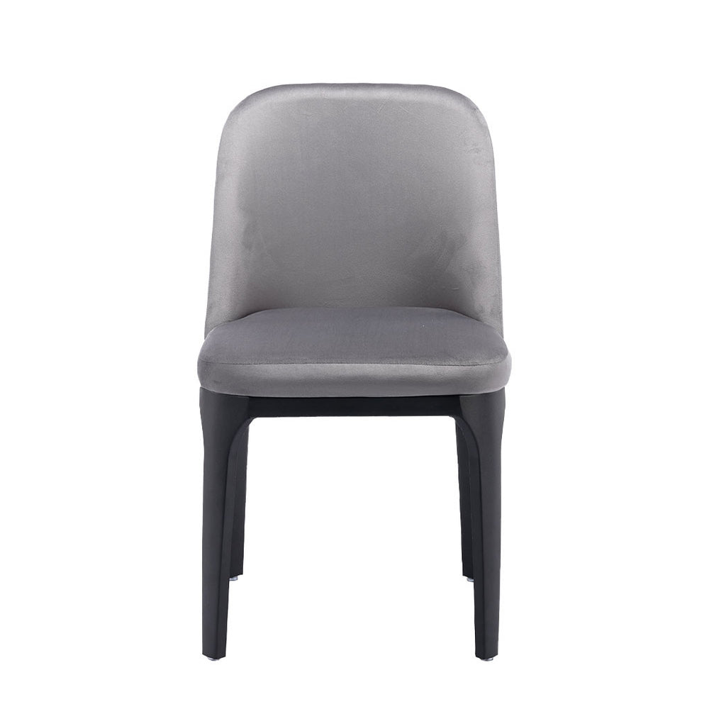 Homeroots Gray And Black Upholstered Velvet Dining Side Chair  Metal 521278