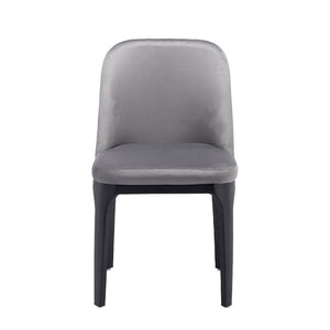 Homeroots Gray And Black Upholstered Velvet Dining Side Chair  Metal 521278