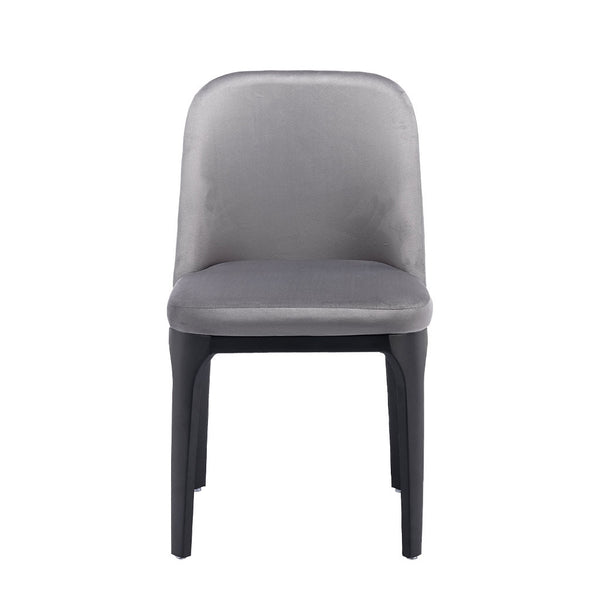 Homeroots Gray And Black Upholstered Velvet Dining Side Chair  Metal 521278