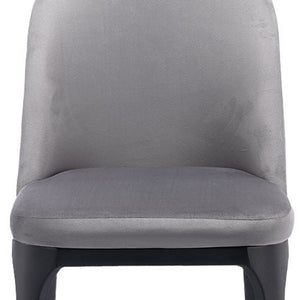 Homeroots Gray And Black Upholstered Velvet Dining Side Chair  Metal 521278