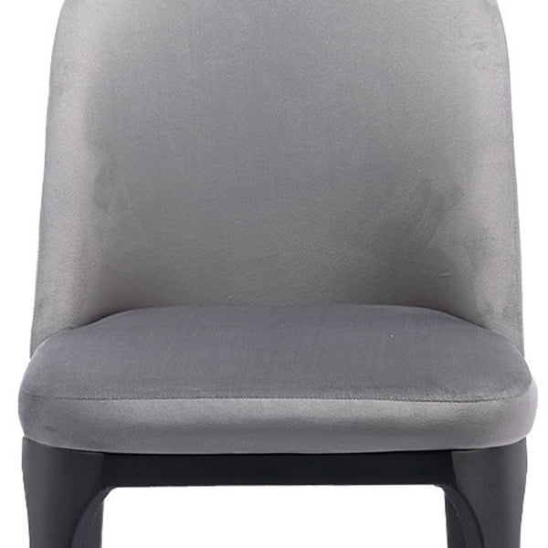 Homeroots Gray And Black Upholstered Velvet Dining Side Chair  Metal 521278