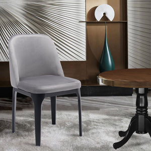 Homeroots Gray And Black Upholstered Velvet Dining Side Chair  Metal 521278