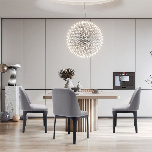 Homeroots Gray And Black Upholstered Velvet Dining Side Chair  Metal 521278